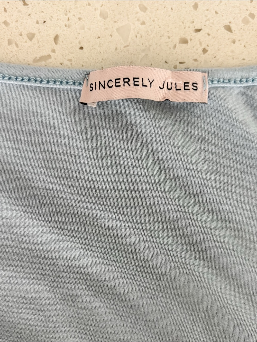 Sincerely Jules Women’s Light Blue Square Neck Stretch Top Size S - Picture 5 of 8
